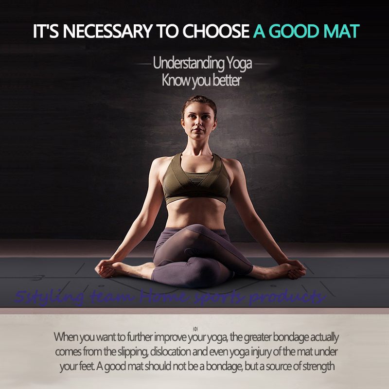 Pu natuurrubber yogamat positielijn, zweetabsorptie en antislip, aarde luxe mat, fitnessmat voor dames en heren yogahal