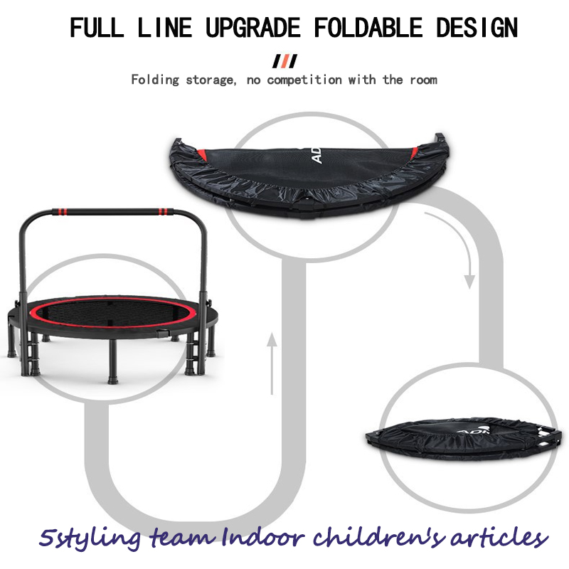 Commerciële zeshoekige volwassen fitness trampoline voor kinderen: binnen- en buitenhuis met stille elastische koordtrampoline met leuning